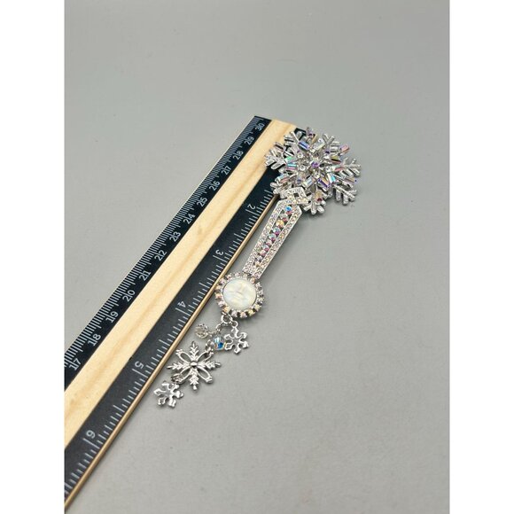 Vintage Kirks Folly Seaview Moon Snowflake Wand Brooch Winter Wonderland